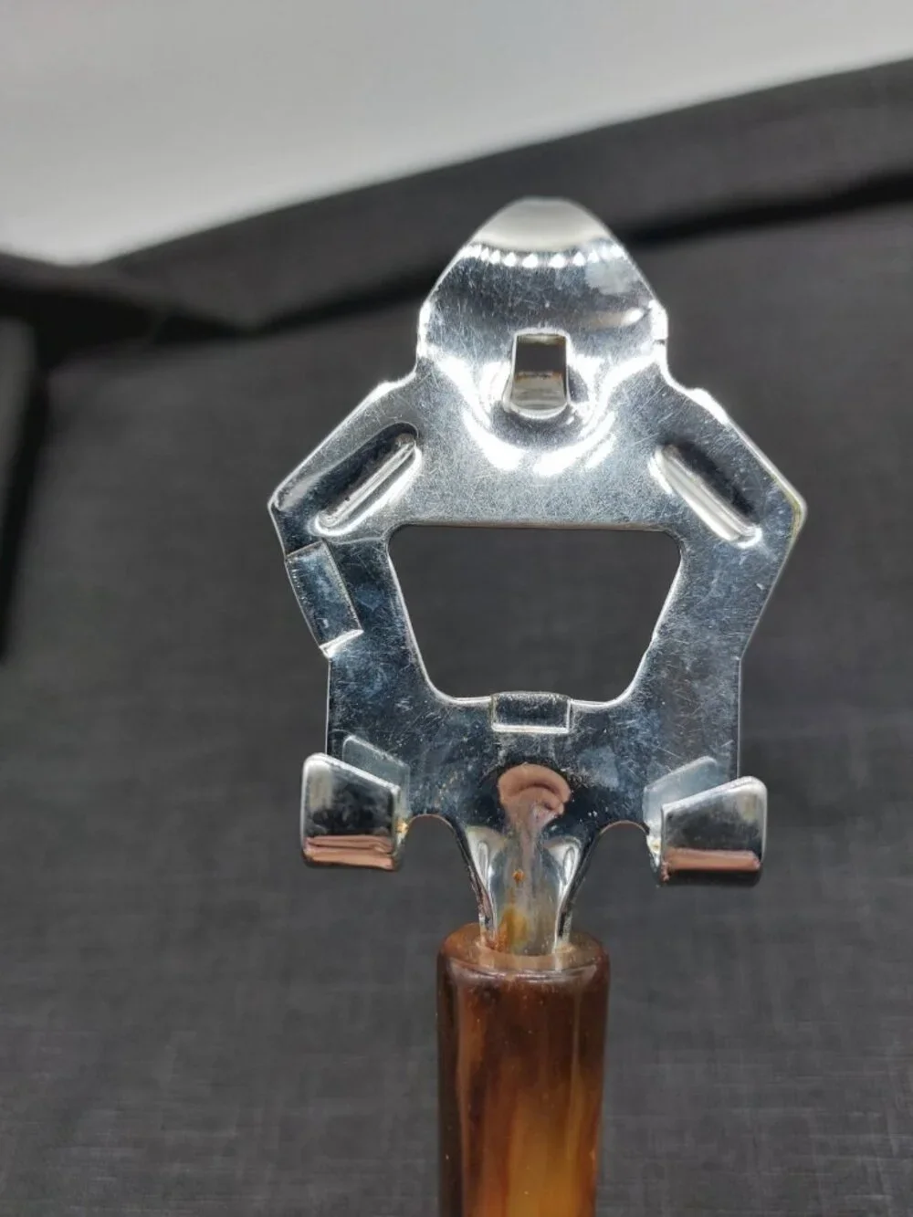 Bottle Can Opener with Butterscotch Swirl Bakelite Handle *chipped Vintage